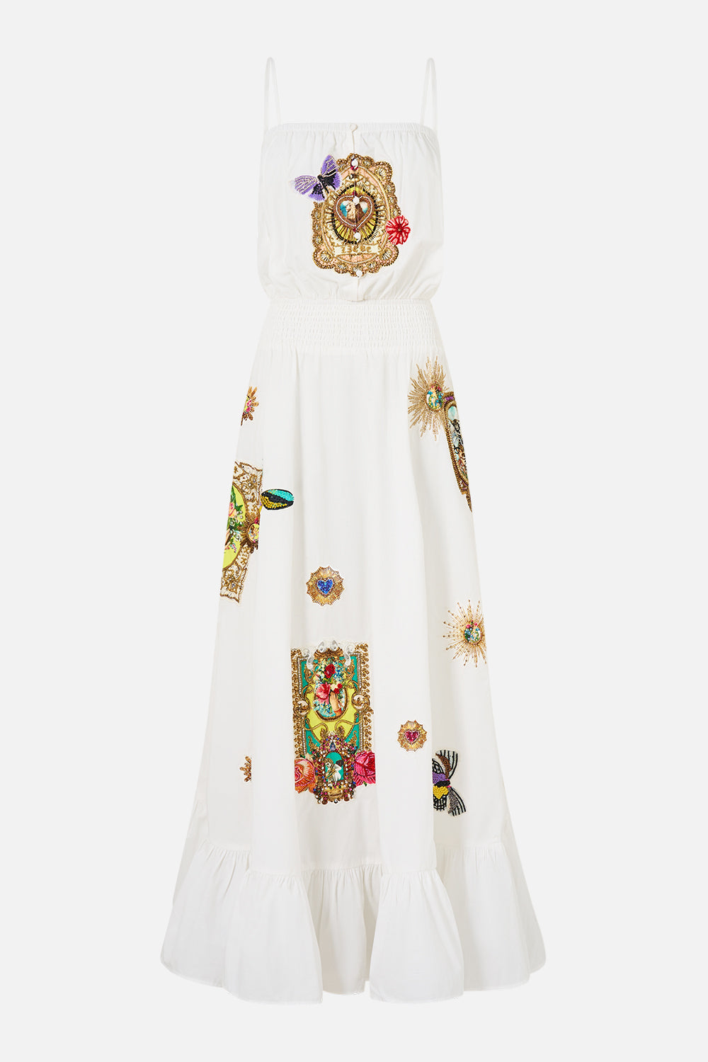 SHIRRED WAIST LONG DRESS VERSES IN VINTAGE