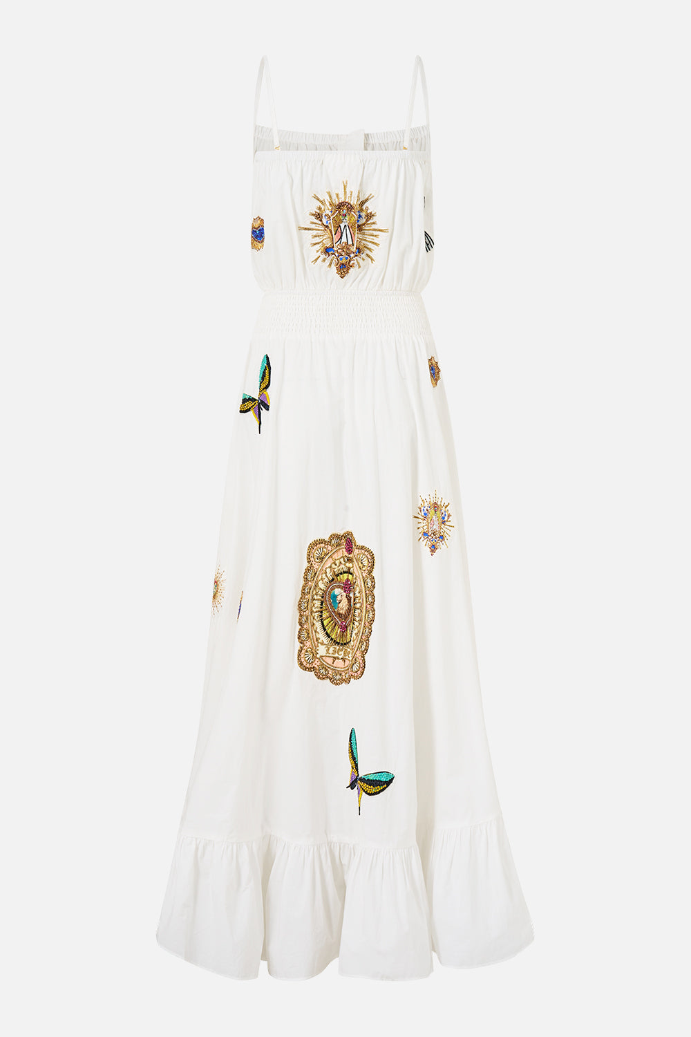 SHIRRED WAIST LONG DRESS VERSES IN VINTAGE