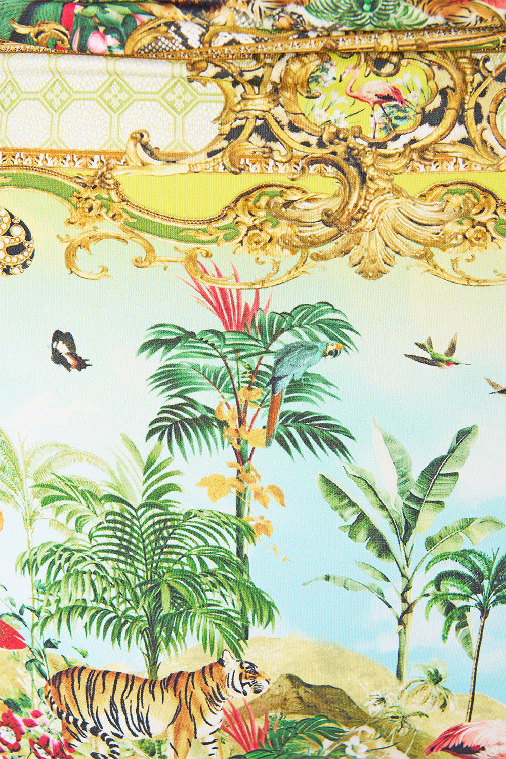 The CAMILLA Halter Neck Tie One Piece W Keyhole in our Wanderlust Empire print, fabric detail.