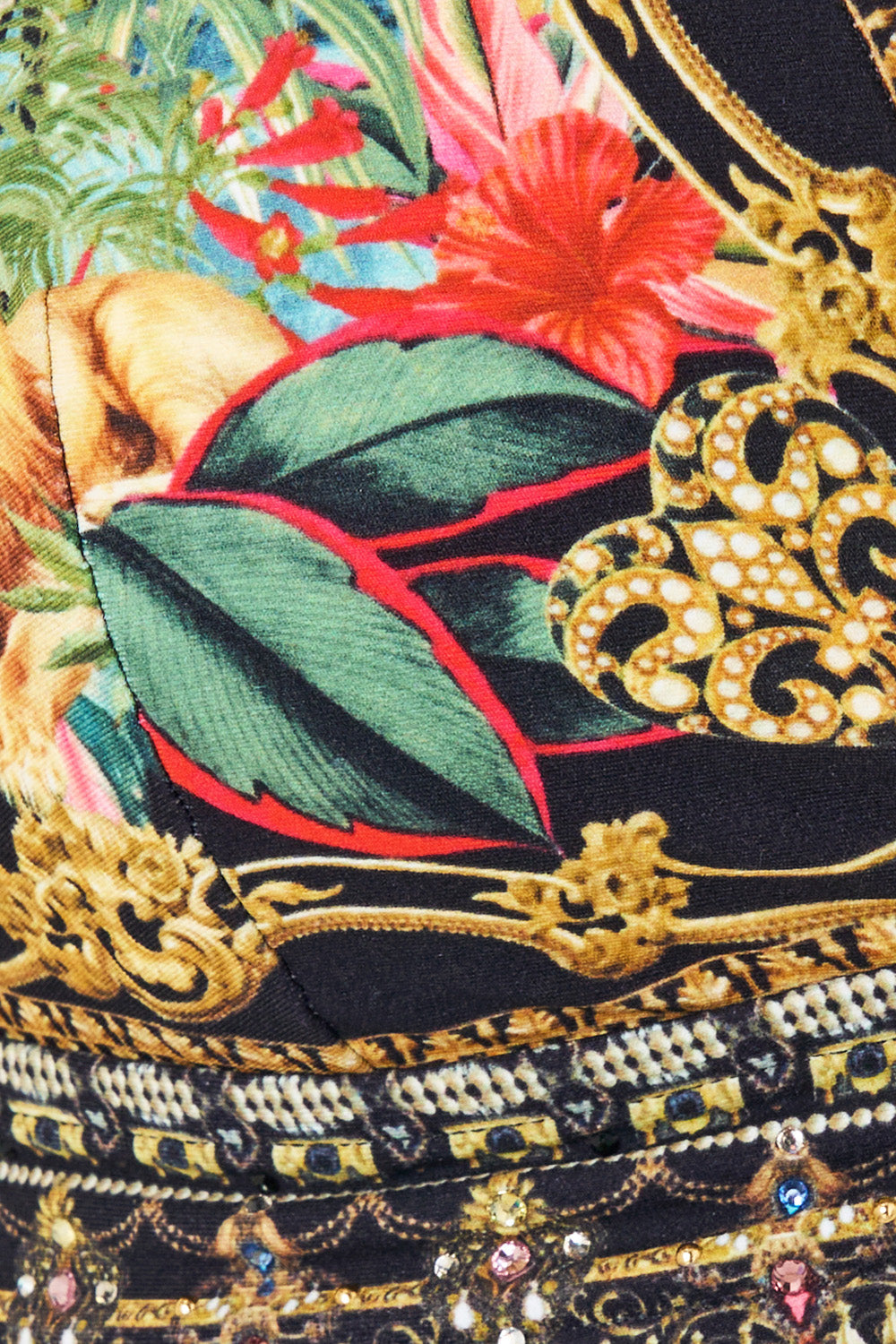 The CAMILLA High Tri Bikini Top W/ Front Trim Palace Zoology in our Palace Zoology print.