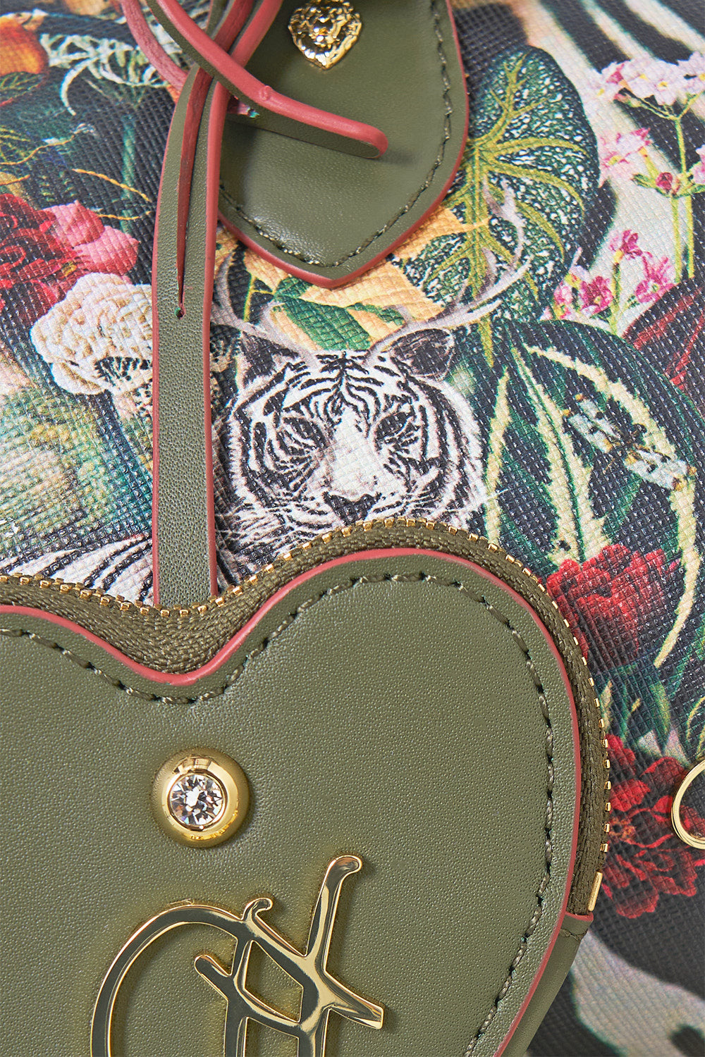 The CAMILLA Barrel Bag With Leather Trims Leotigra Land in our Leotigra Land print.