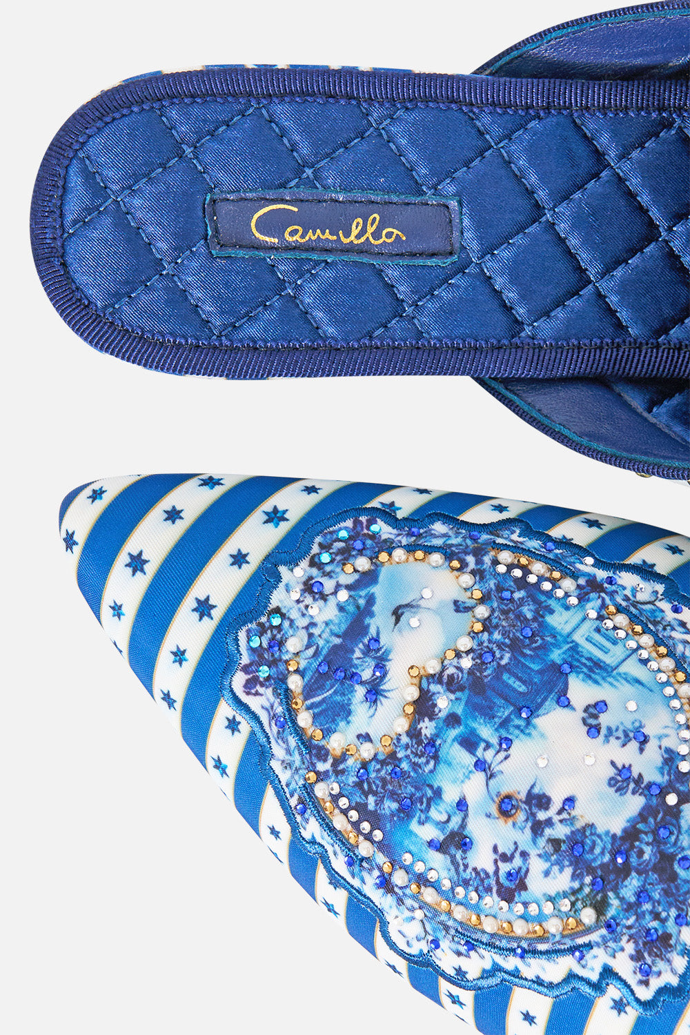 The CAMILLA Belle Embellished Slipper The Porcelain Parlour in our The Porcelain Parlour print.