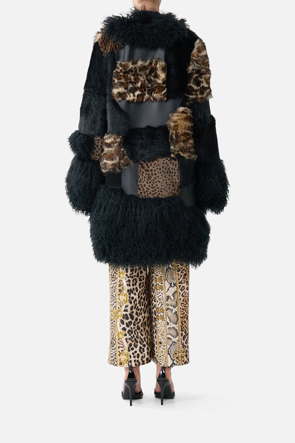 The CAMILLA LEATHER PATCHWORK COAT LEOPARD LIBERTINE