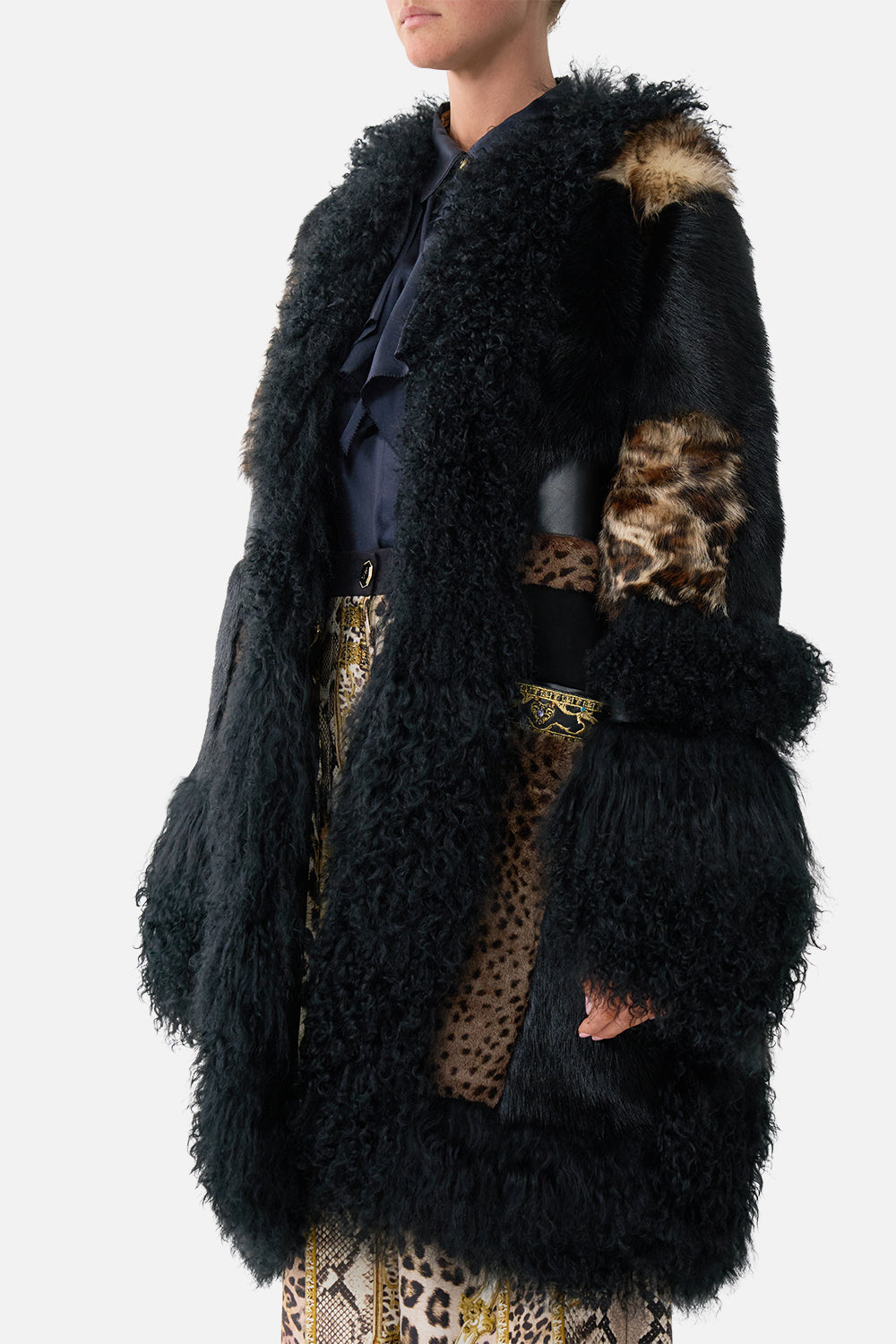 The CAMILLA LEATHER PATCHWORK COAT LEOPARD LIBERTINE
