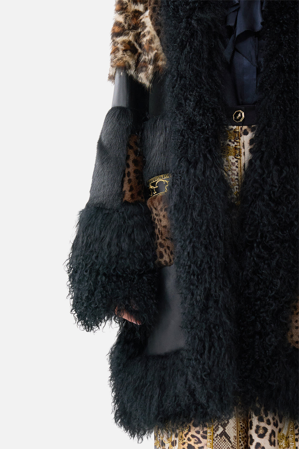 The CAMILLA LEATHER PATCHWORK COAT LEOPARD LIBERTINE