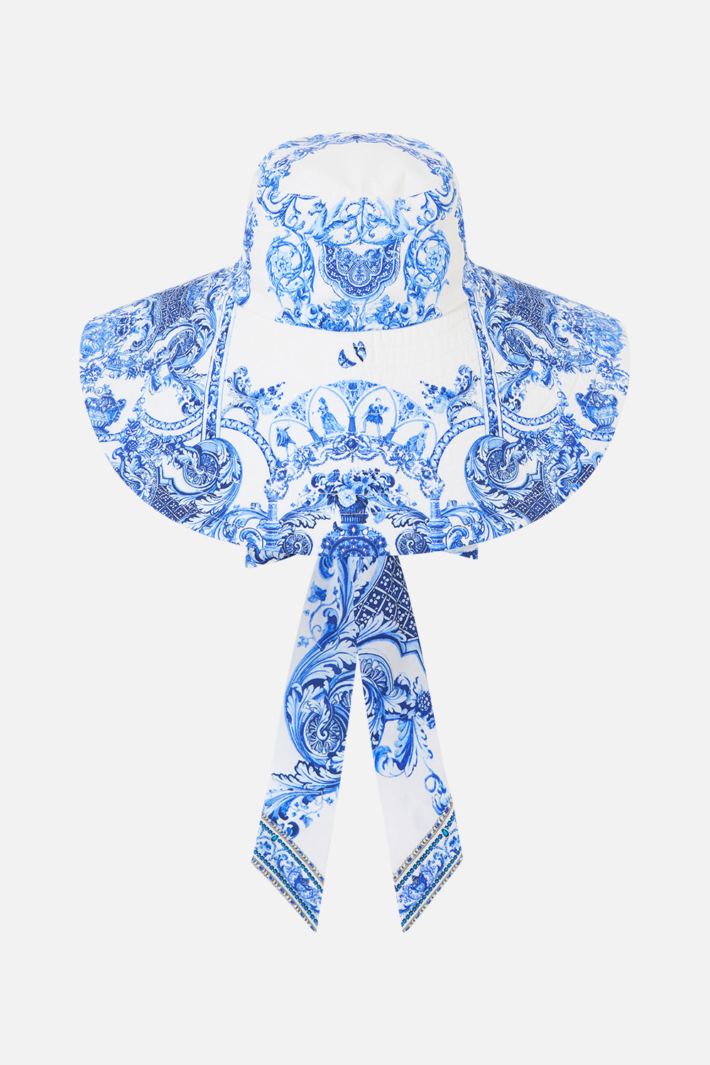 WIDE BRIM BUCKET HAT WITH TIE CERAMIC PANORAMIC