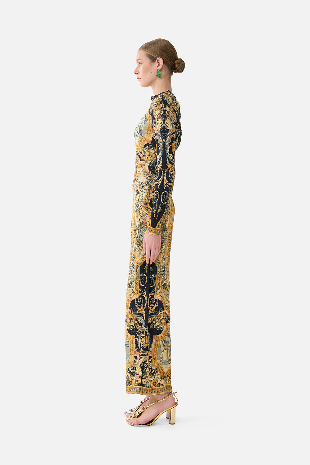 The CAMILLA JERSEY TURTLENECK NIGHT GARDEN in our  print.