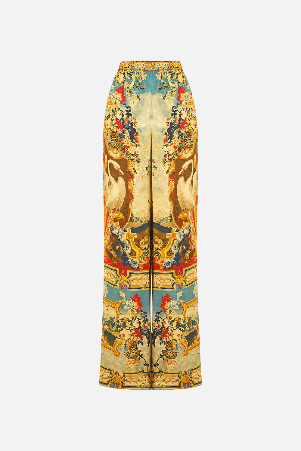 The CAMILLA MID LENGTH BOARDSHORT WITH ELASTIC WAIST VERSES IN VINTAGE in our VERSES IN VINTAGE print.