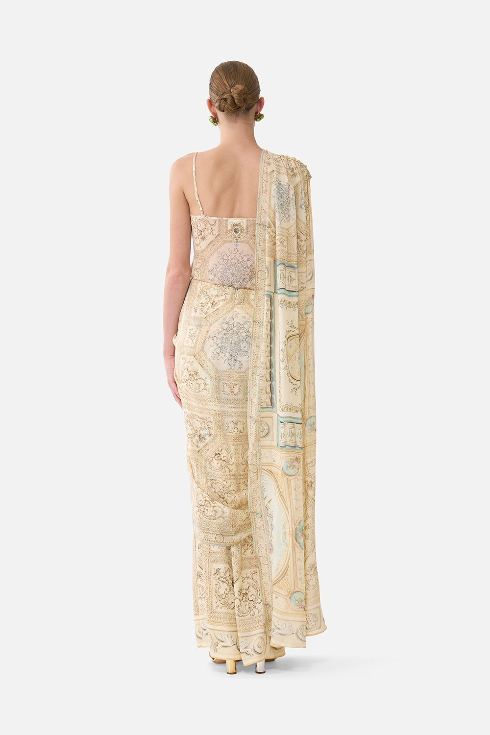 The CAMILLA Cowl Neck Cami With Lace in our A Beloved Boudoir print.