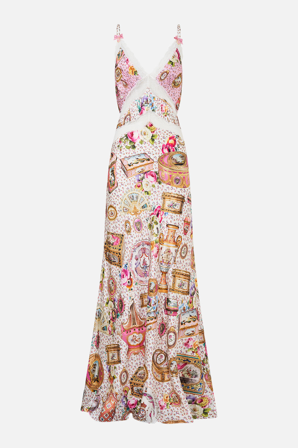 The CAMILLA BUTTON SHIRT WITH FRILL DETAIL WILDFLOWER WUNDERLAND in our  print.