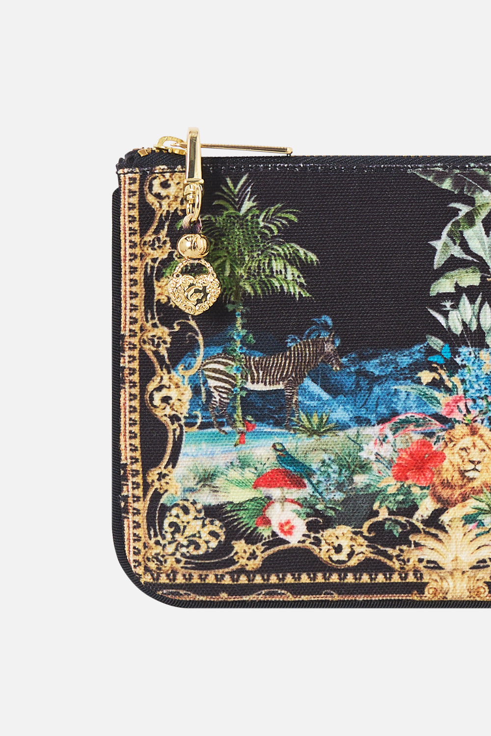 The CAMILLA Coin and Phone Purse in our Palace Zoology print, back view.