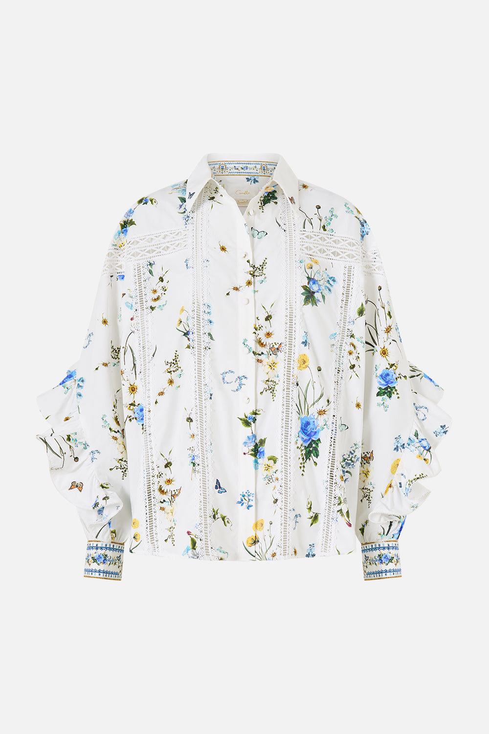 BUTTON SHIRT WITH FRILL DETAIL DANDELION SKIES