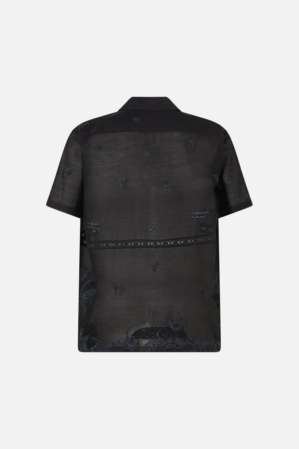 The CAMILLA Relaxed Fit Short Sleeve Camp Collared Shirt Palace Zoology in our Palace Zoology print.
