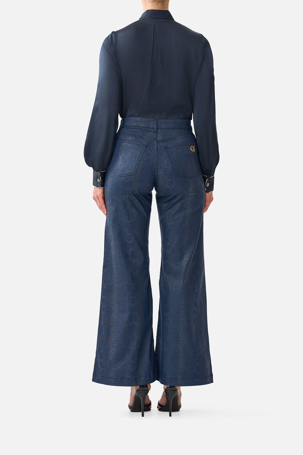 AMANDA FLARE JEAN WITH HARDWARE DETAIL DENIM