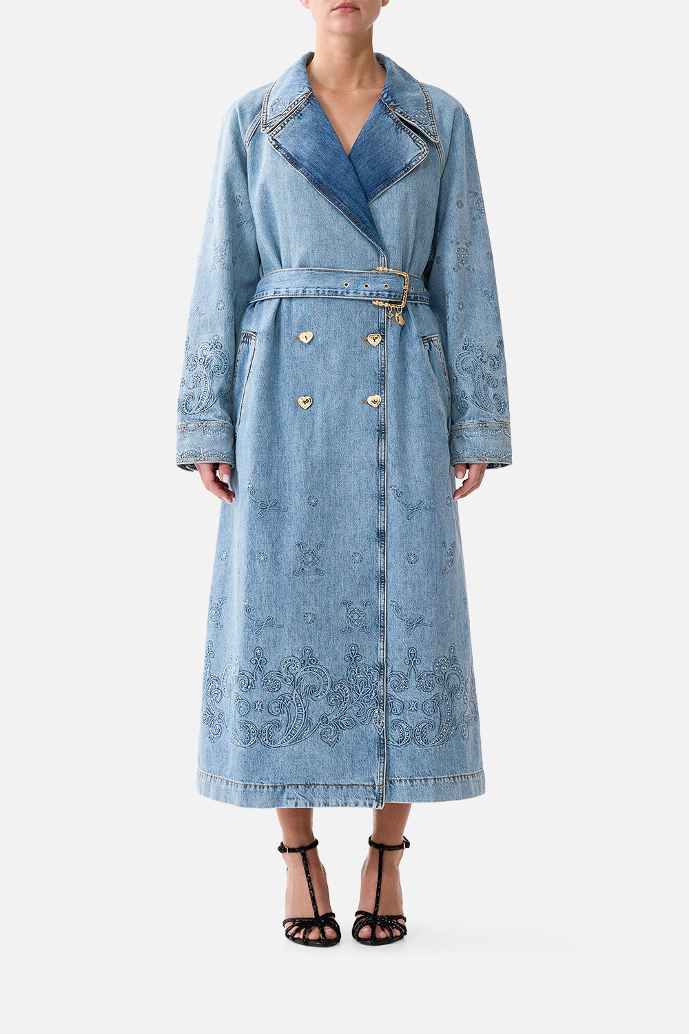 The CAMILLA TUCKED SHOULDER COAT DENIMDENIM