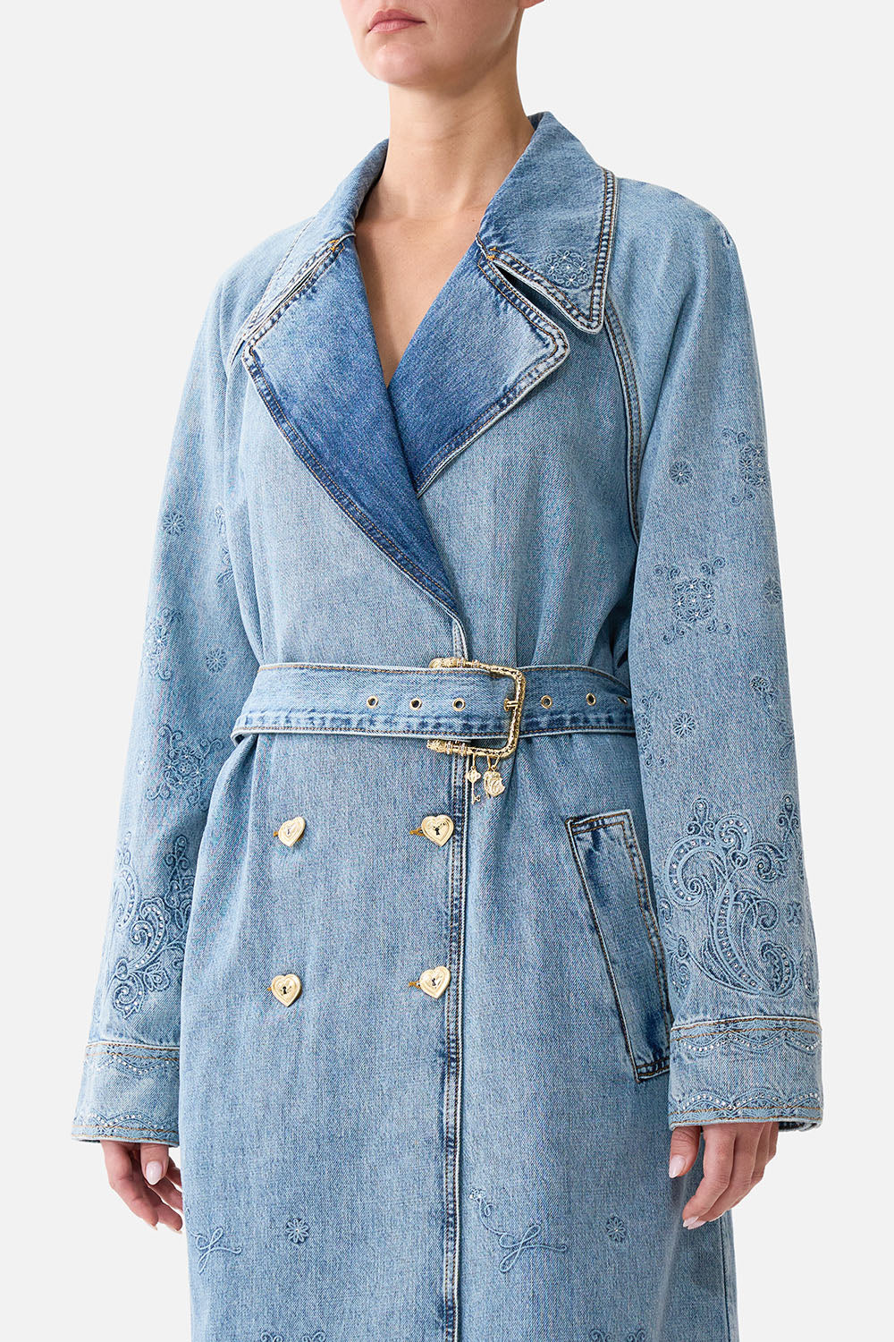 The CAMILLA TUCKED SHOULDER COAT DENIM