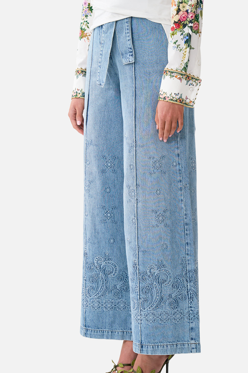 The CAMILLA WIDE LEG BELTED JEAN DENIM