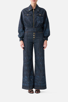 BOMBER JACKET WITH POCKET DETAILS DENIM