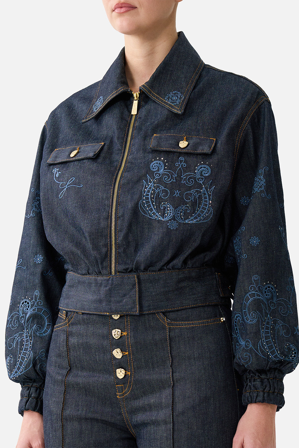 The CAMILLA BOMBER JACKET WITH POCKET DETAILS DENIM