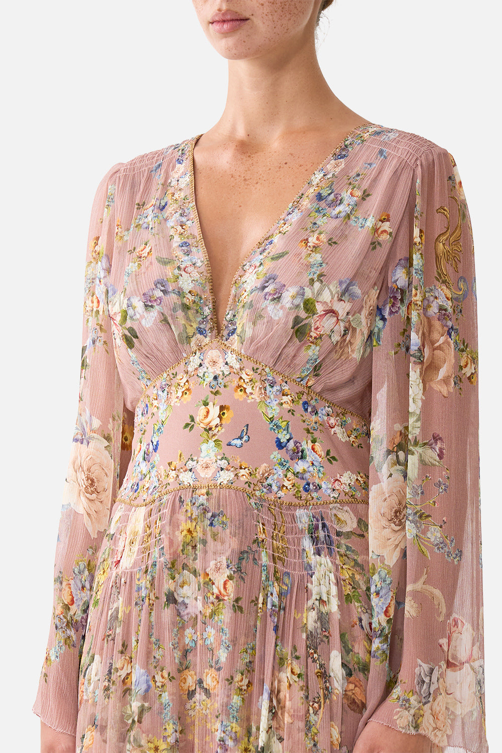 The CAMILLA FLARED SLEEVE DRESS CHAMBER OF BLOOMS