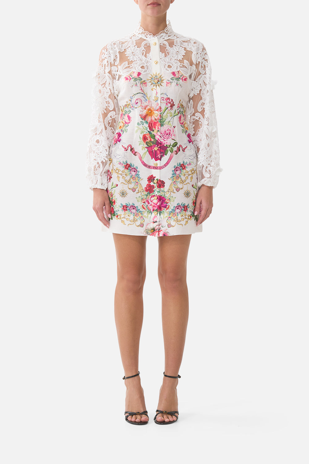 The CAMILLA SHORT DRESS WITH SHIRRED WAIST ART FOR THE EMPRESS in our  print.