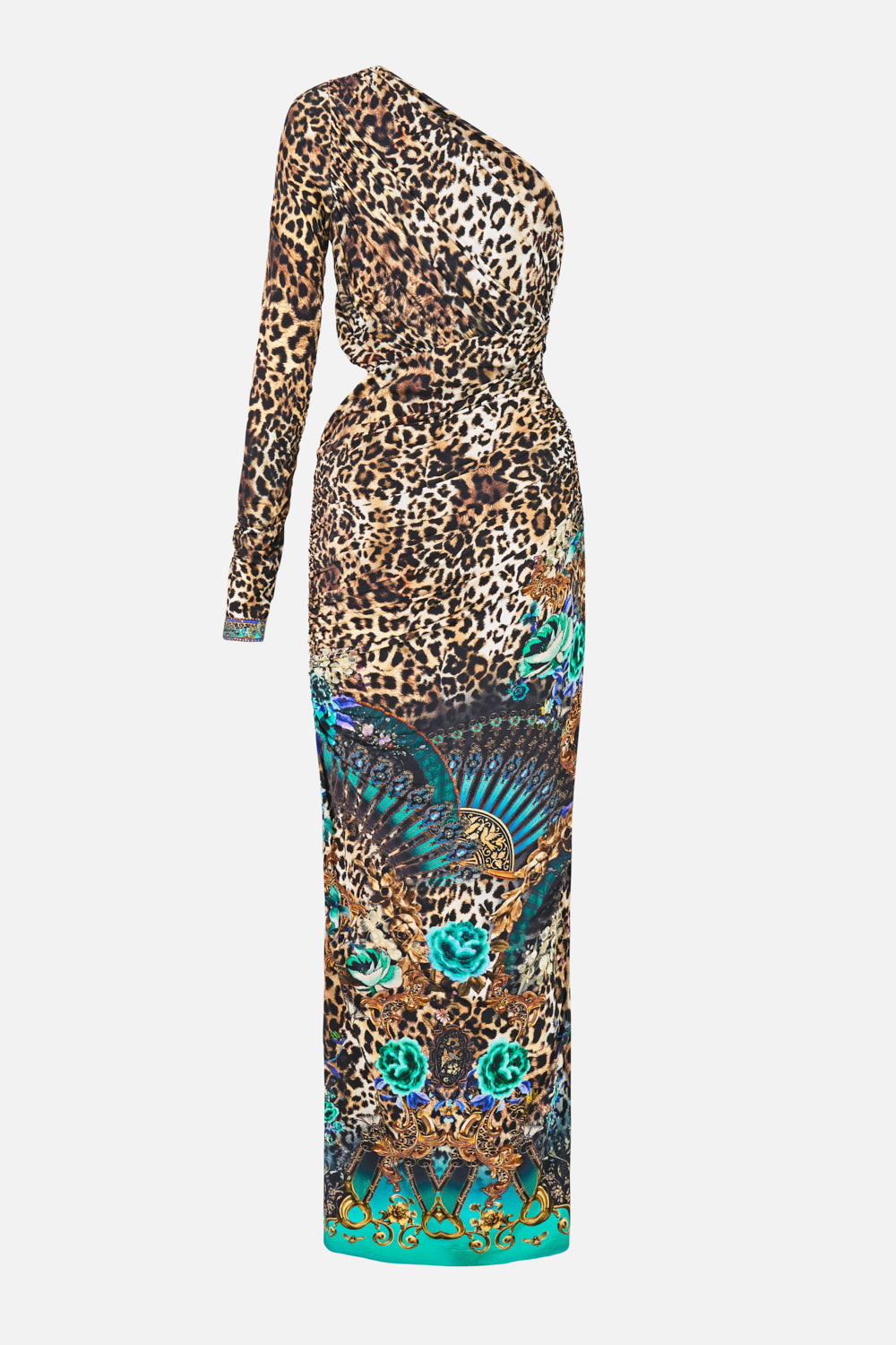 The CAMILLA V NECK FULL LENGTH BIAS SLIP DRESS MIDSUMMER MASTERPIECE in our  print.