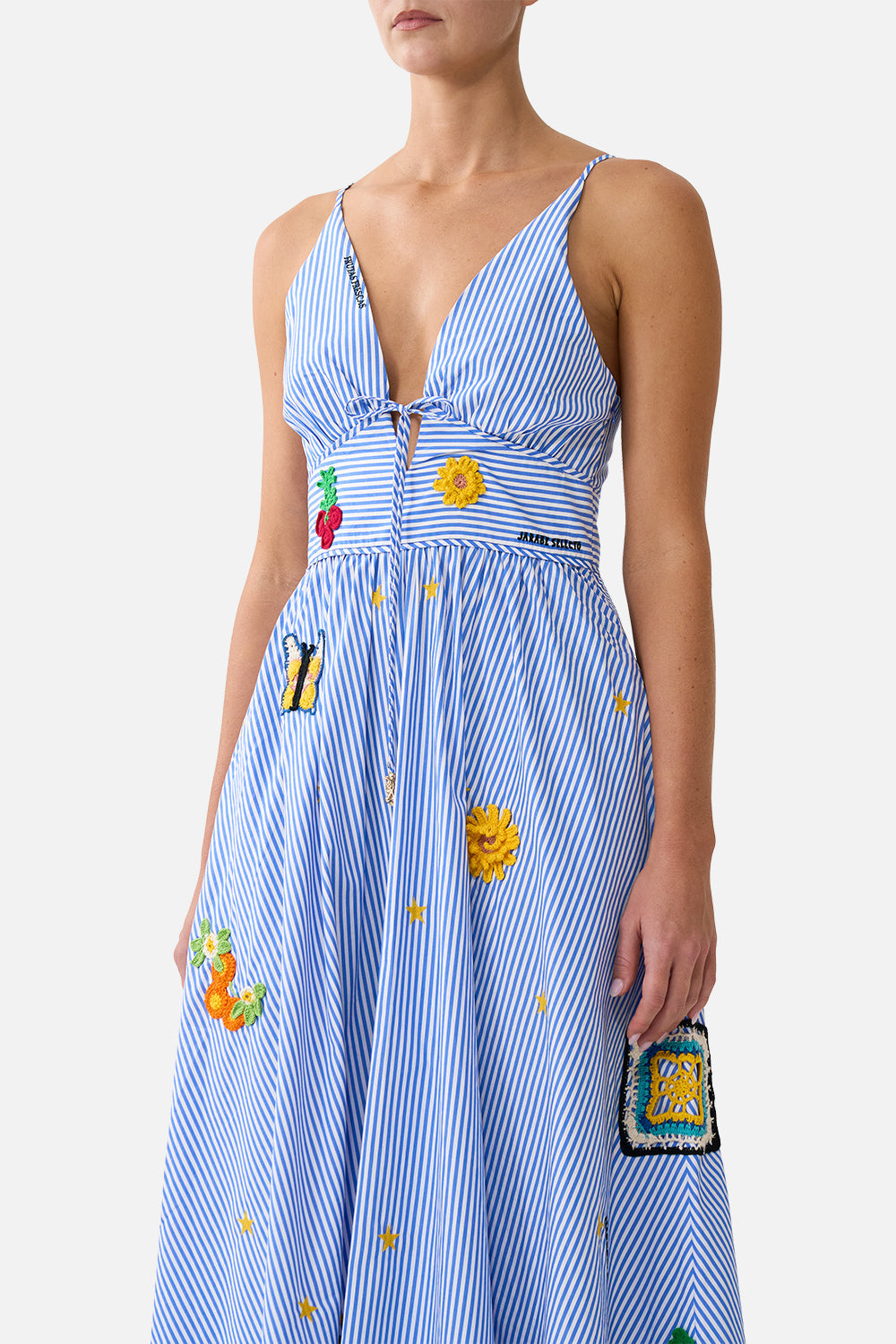 The CAMILLA STRAPPY DRESS WITH TWIST FRONT PALACE ZOOLOGY in our  print.