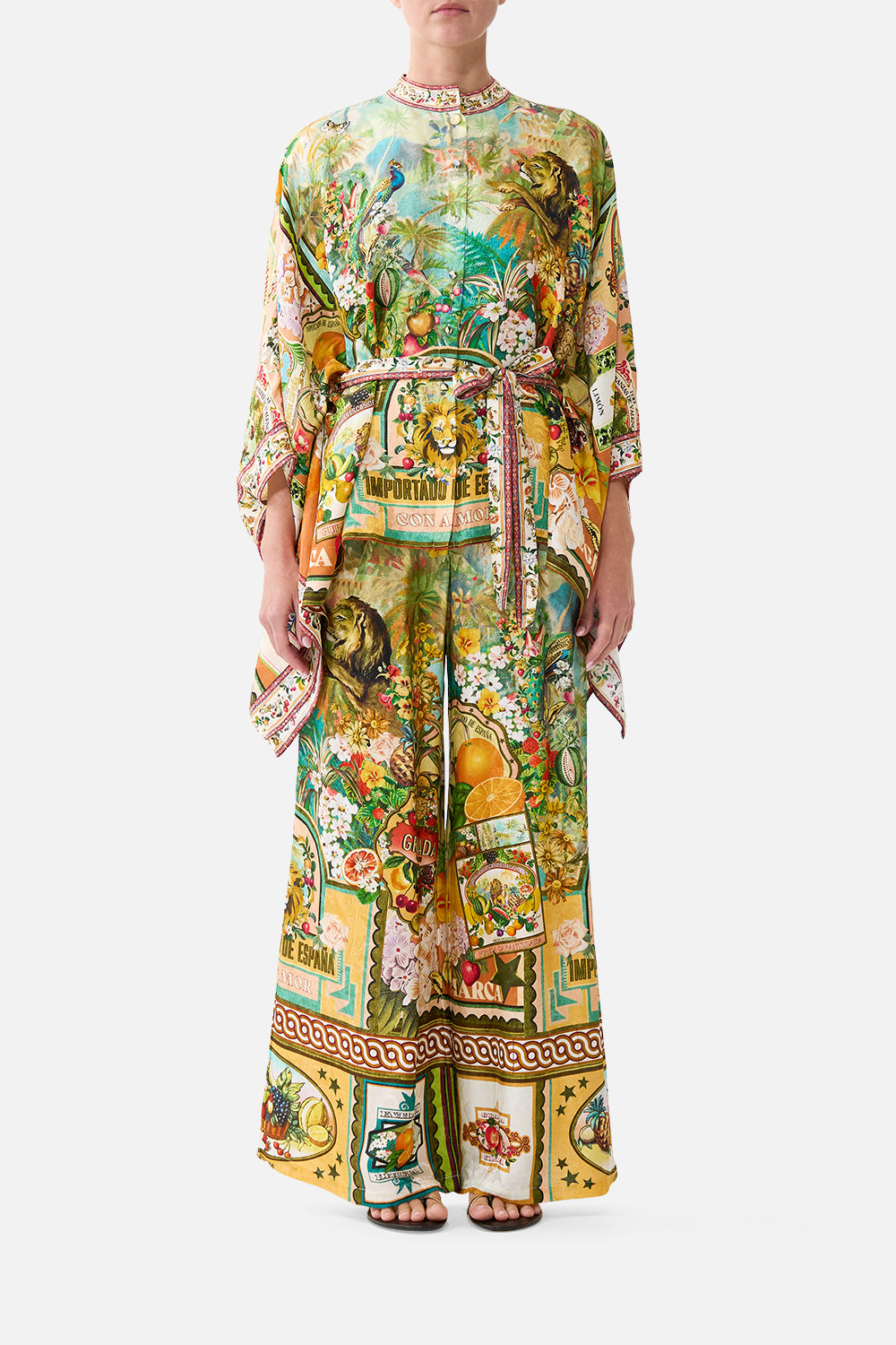 The CAMILLA LONG SLEEVE OVERSIZED SHIRT WITH POCKET WANDERLUST EMPIRE in our  print.