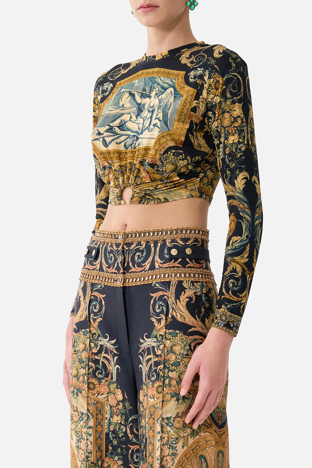 The CAMILLA BIAS SLIP DRESS WITH FRILL HEM SILK ESSENTIALS in our  print.