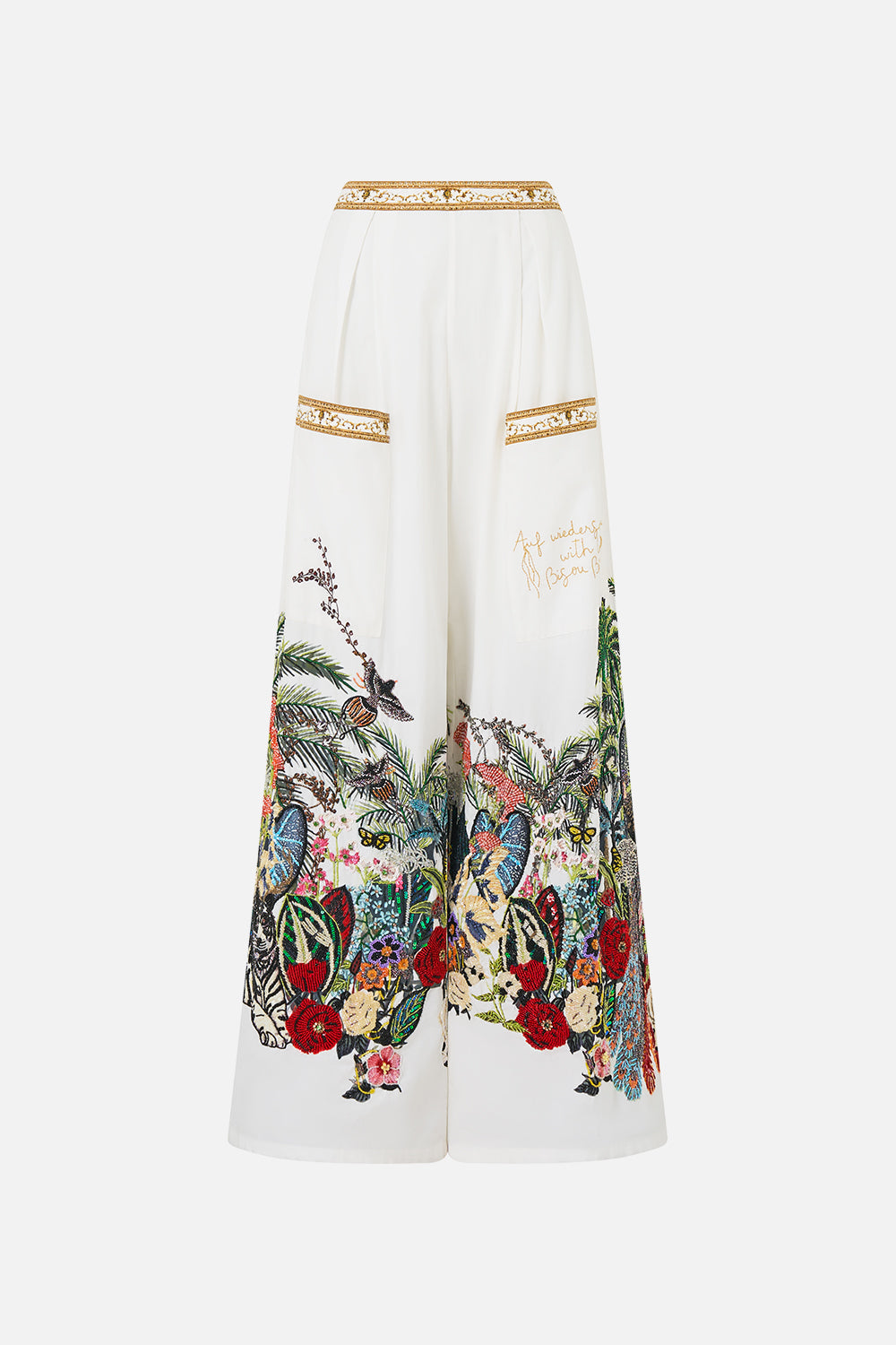 The CAMILLA Wide Leg Trouser With Front Pockets Wanderlust Empire in our Wanderlust Empire print.