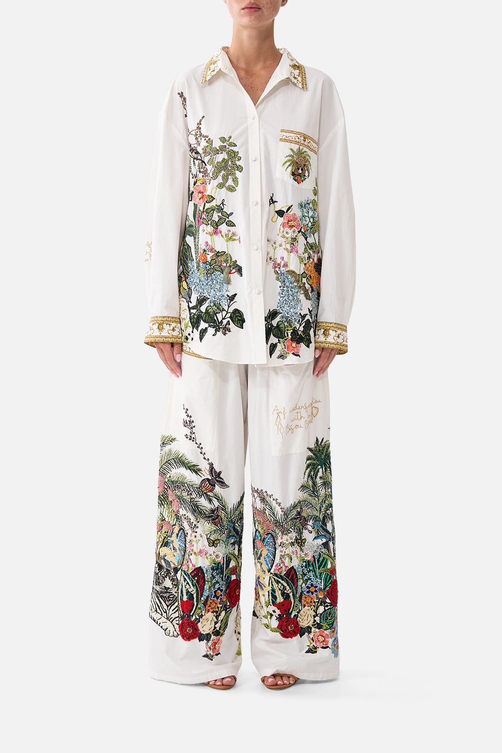The CAMILLA Long Sleeve Oversized Shirt With Pocket Wanderlust Empire in our Wanderlust Empire print.