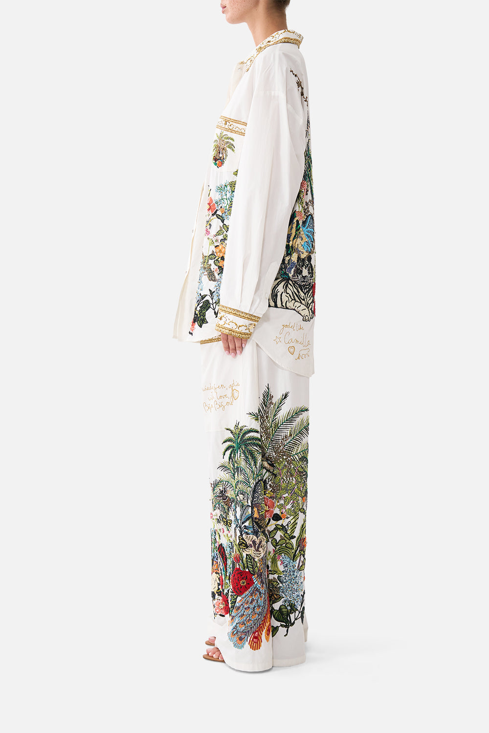 The CAMILLA Long Sleeve Oversized Shirt With Pocket Wanderlust Empire in our Wanderlust Empire print.