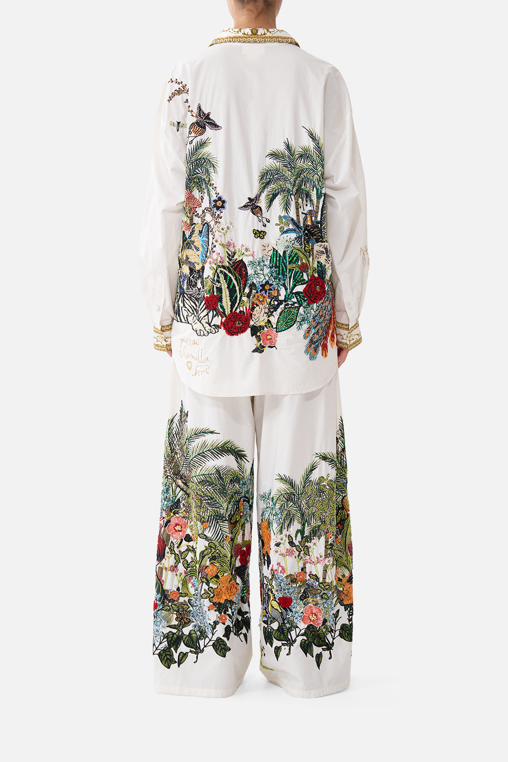 The CAMILLA Long Sleeve Oversized Shirt With Pocket Wanderlust Empire in our Wanderlust Empire print.