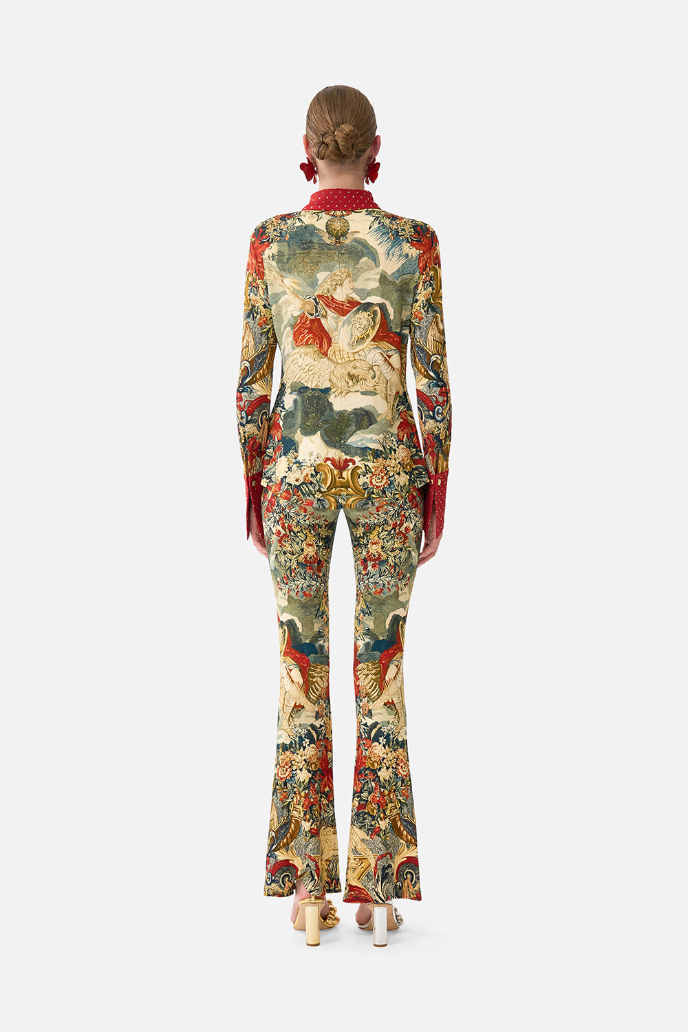 The CAMILLA ASYMMETRIC DRAPED TOP SILK ESSENTIALS in our  print.