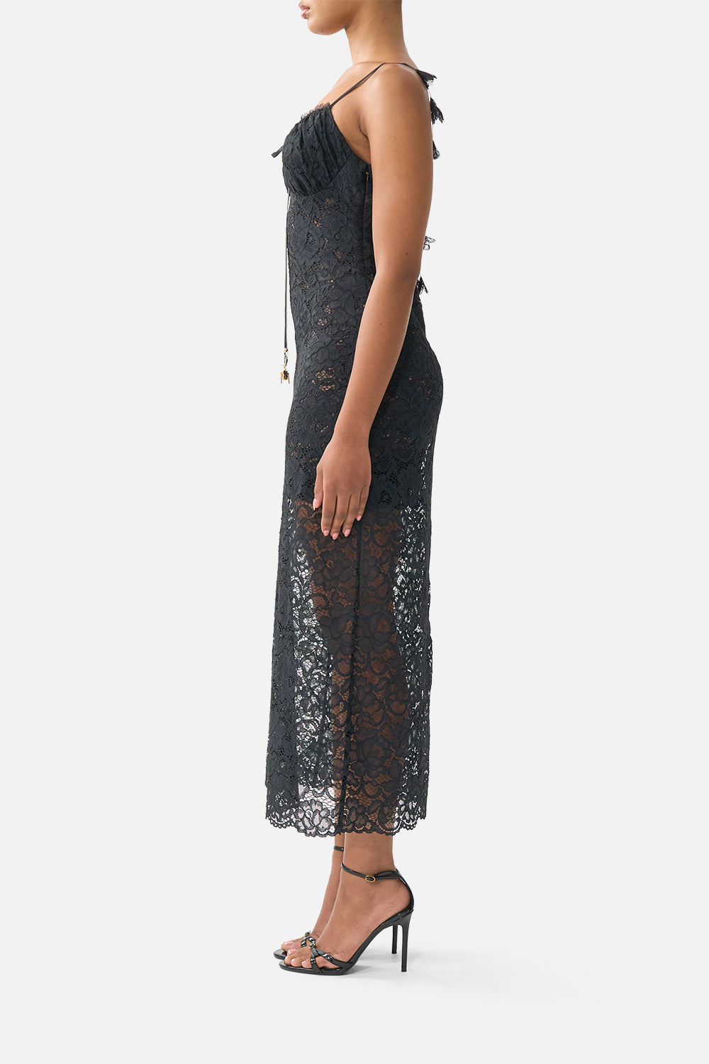 LACE GATHERED BODICE SLIP DRESS TAURUS RISING