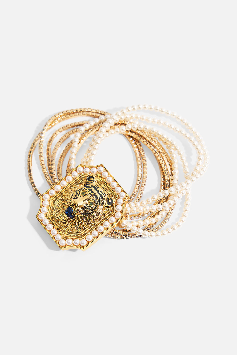 The CAMILLA a spanish statement stretch bracelet in Gold.