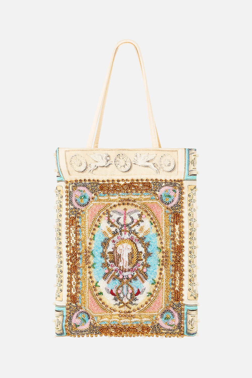 The CAMILLA Embellished Mini Tote With Chain Strap in our A Beloved Boudoir print.