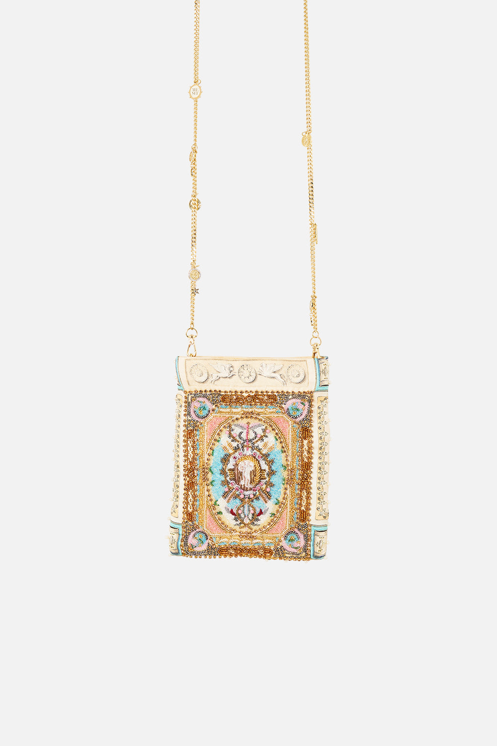 The CAMILLA Embellished Mini Tote With Chain Strap in our A Beloved Boudoir print.