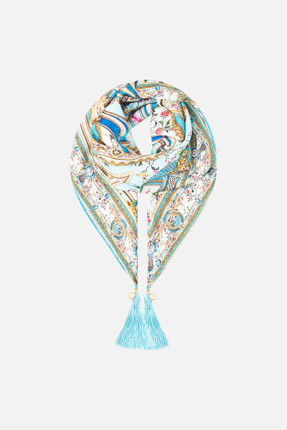 The CAMILLA GILDED REALMS STATEMENT NECKLACE GOLD in our  print.