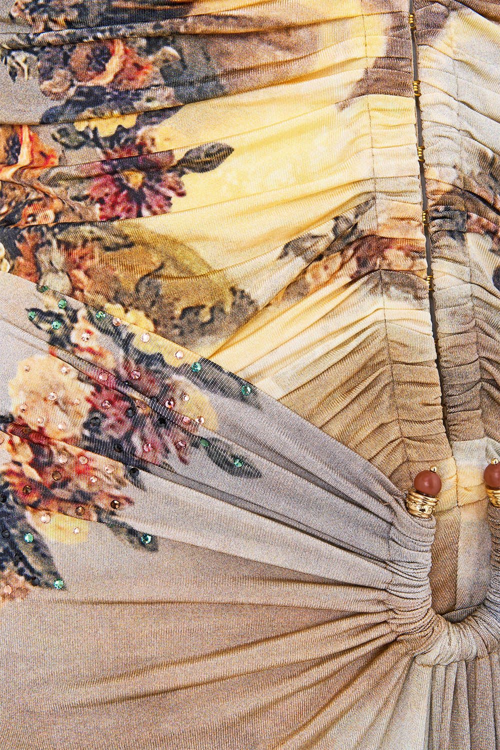 GATHERED V NECK LONG DRESS QUEEN OF BOHEMIA