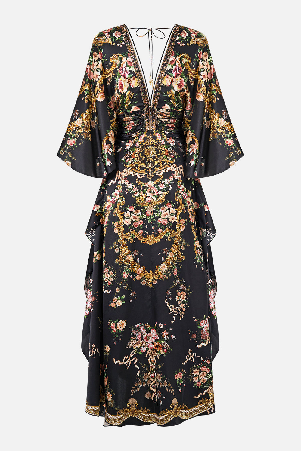 V NECK LACE UP DETAIL LONG DRESS VERSAILLES OR DIE