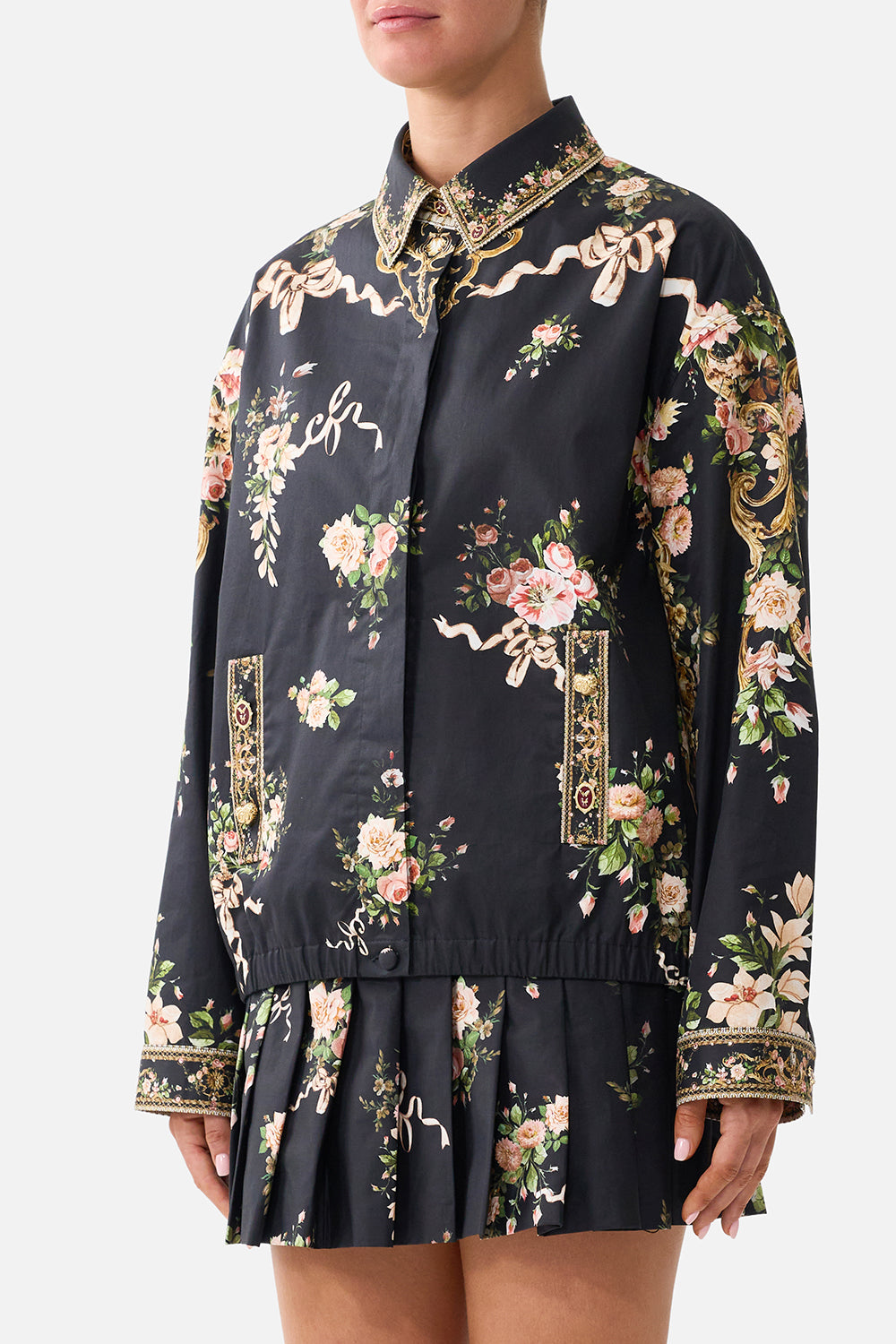 COLLARED JACKET WITH BACK BUTTON DETAIL VERSAILLES OR DIE