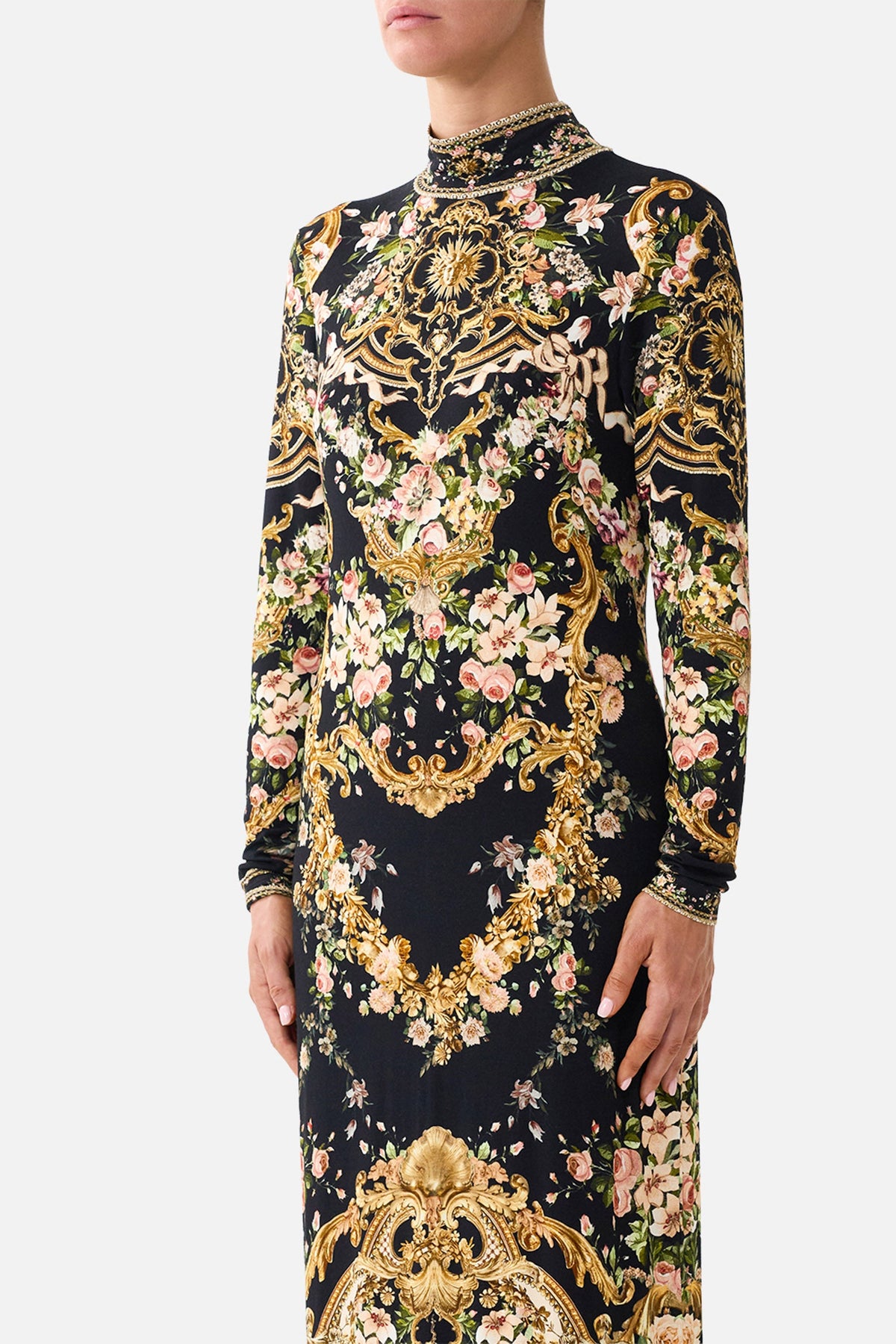 TURTLE NECK JERSEY DRESS VERSAILLES OR DIE