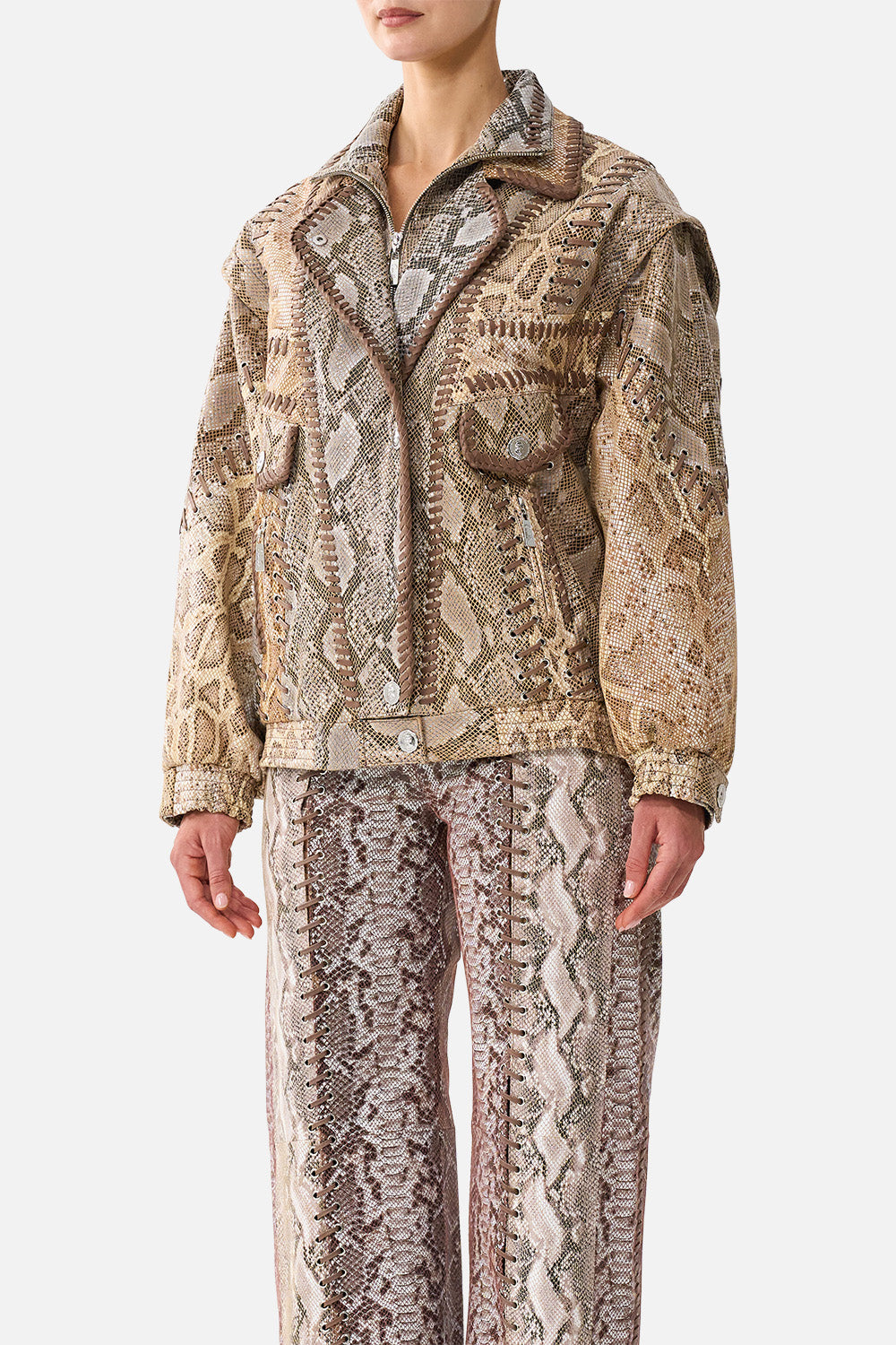 DOUBLE COLLARED OVERSIZED LEATHER JACKET ANIMALIA HEIRLOOMS