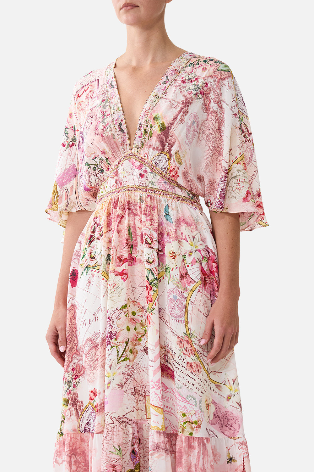 WAISTED DRESS WITH HEM RUFFLE JOURNAL DE VOYAGE