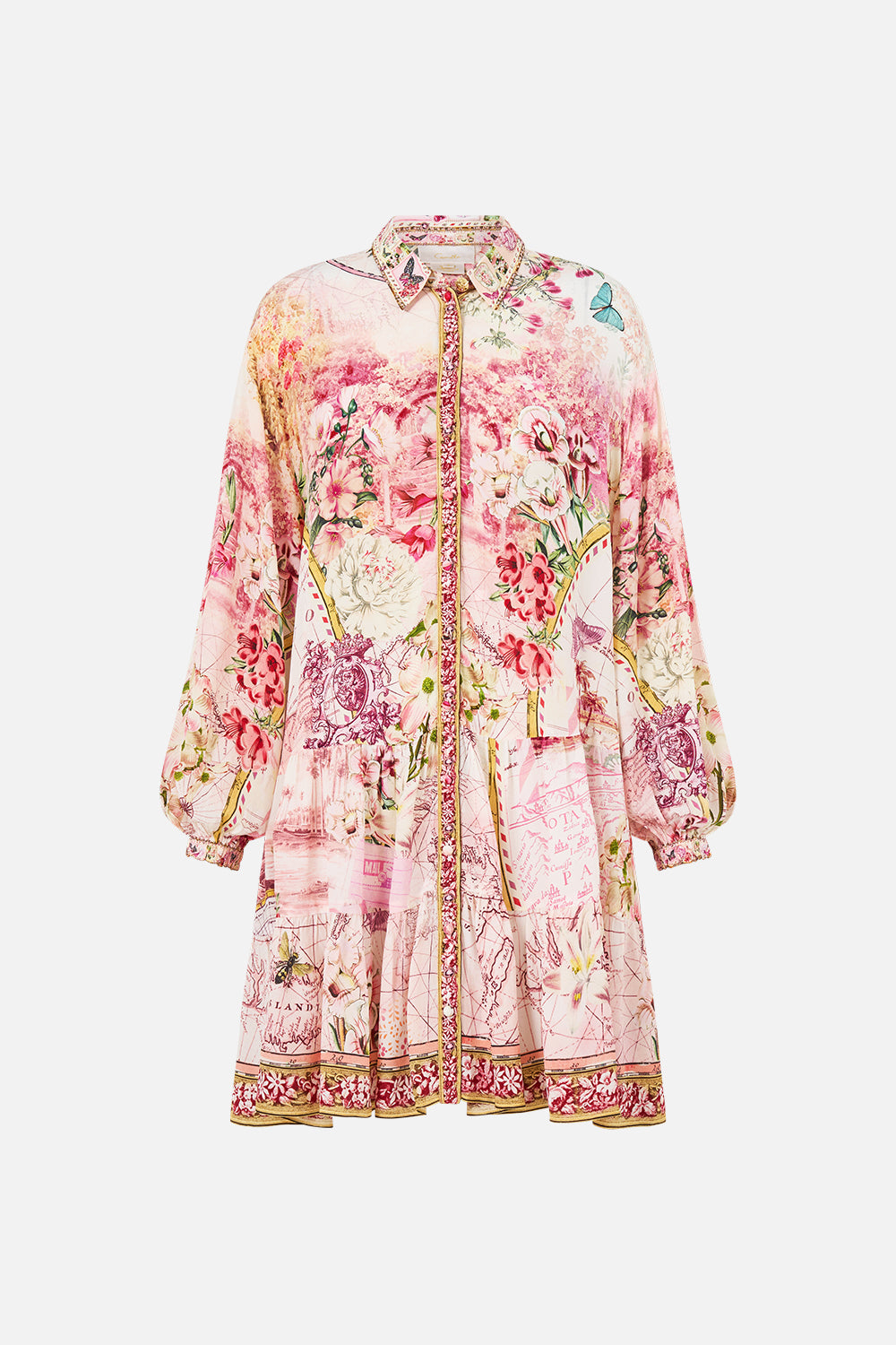 LONG SLEEVE TIERED SHORT DRESS JOURNAL DE VOYAGE