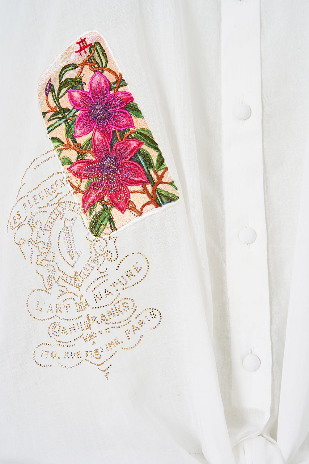 TIE FRONT SHIRT WITH SLEEVE FRILL LA BELLE BOTANIQUE