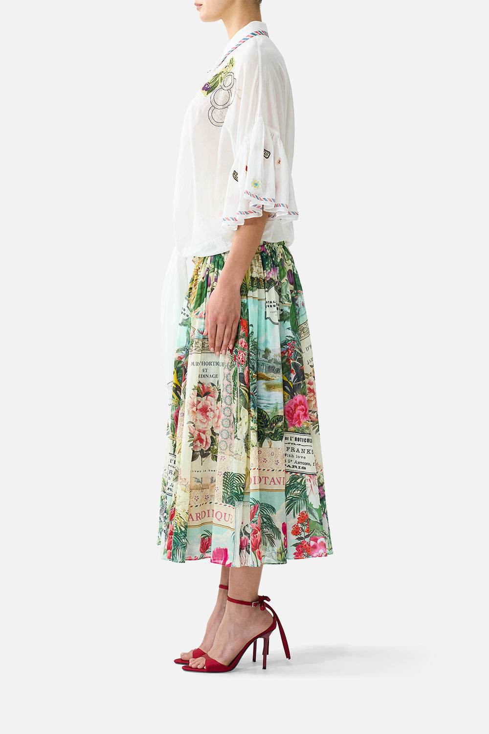 TIE FRONT SHIRT WITH SLEEVE FRILL LA BELLE BOTANIQUE
