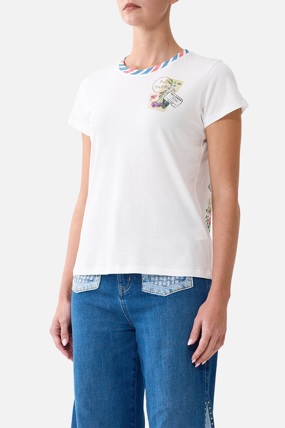 SLIM FIT ROUND NECK T-SHIRT LA BELLE BOTANIQUE