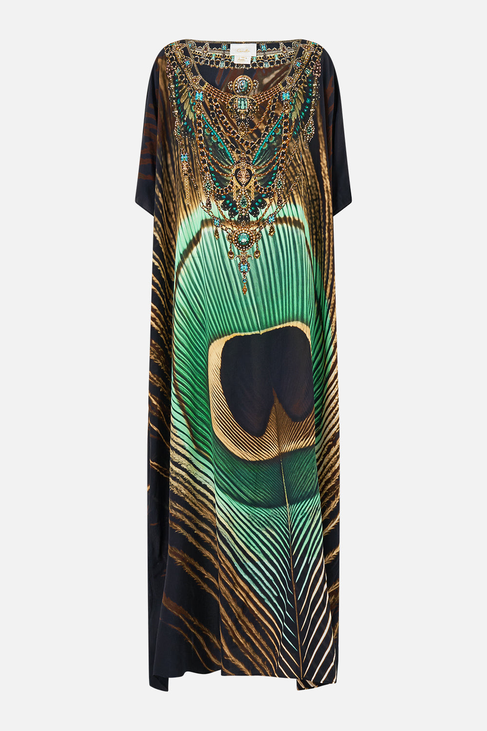 The CAMILLA Round Neck Kaftan in Print A Wink to the Wild. Ghost View Front